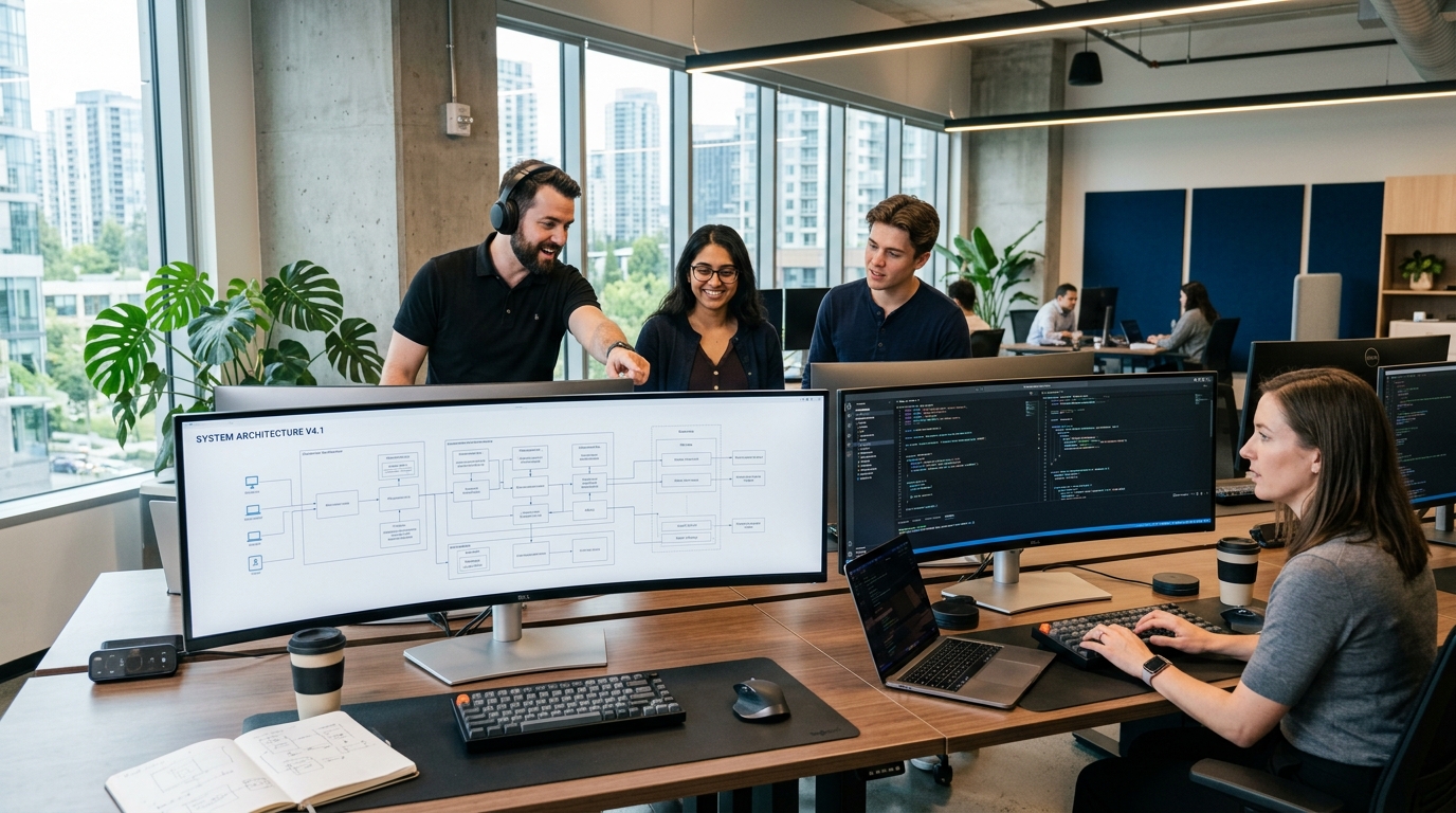 Dedicated Development Team collaborating on software architecture
